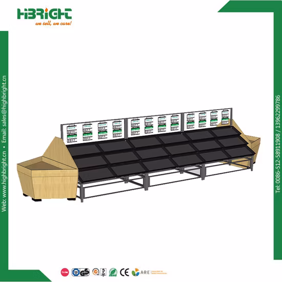 Supermarket Store Display Metal Wooden Fruit and Vegetable Stand Rack