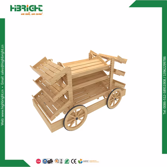 Supermarket Store Display Metal Wooden Fruit and Vegetable Stand Rack