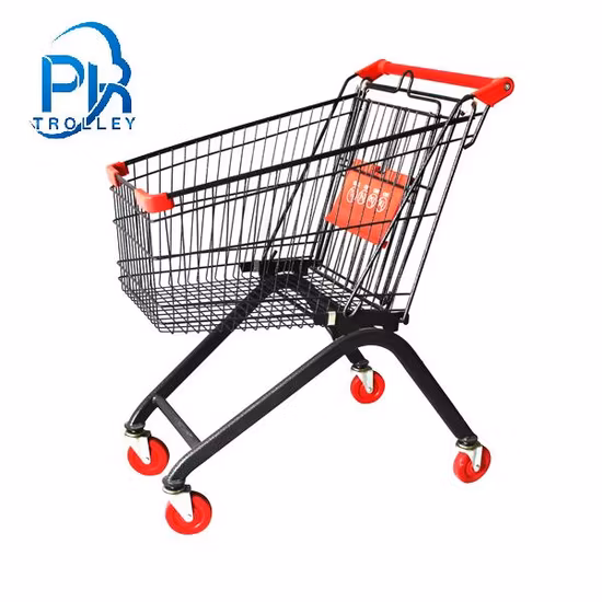 Chariot à achats de fil de supermarché en métal de style européen avec couvercle en plastique