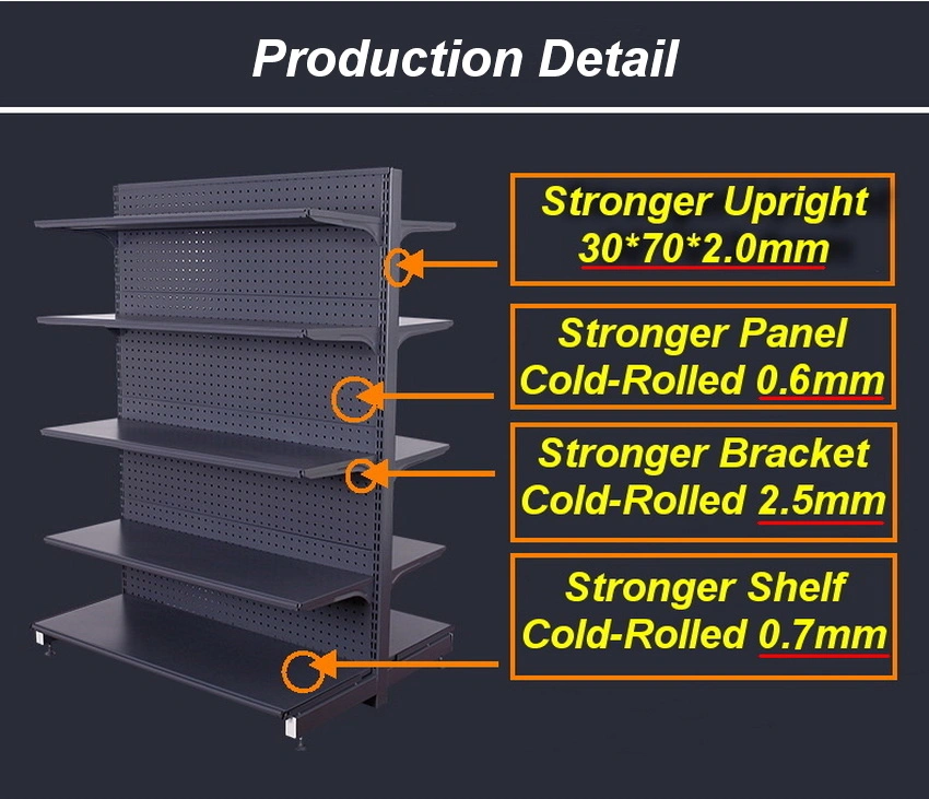 Grocery Store Fixtures Double Sided Retail Display Metal Island Shelving Supermarket Gondola Shelf