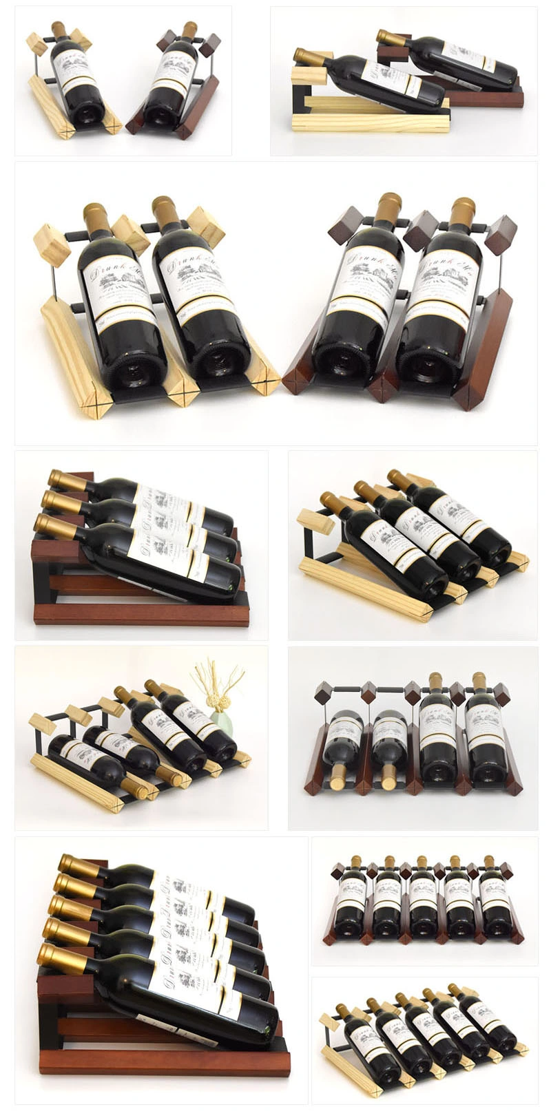 Standing Wooden Wine Rack, Wood Wine Storage Racks for Kitchen, Restaurant, Bars, Pantry, Carbonized Wood Color