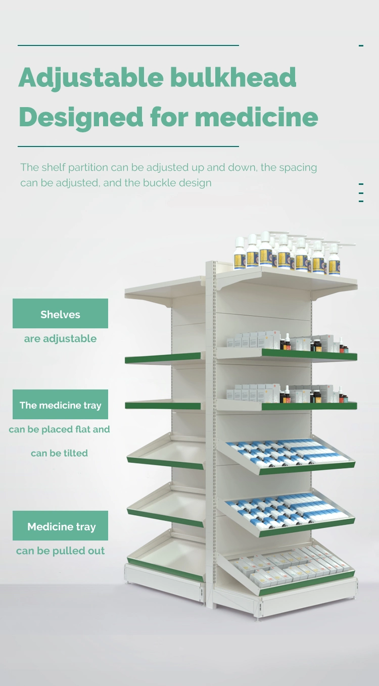 High Quality Customized Pharmacy Store Shelving Display Rack Medical Shelf for Sale