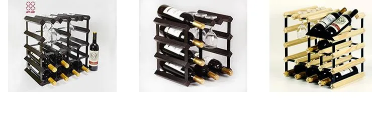 Standing Wooden Wine Rack, Wood Wine Storage Racks for Kitchen, Restaurant, Bars, Pantry, Carbonized Wood Color