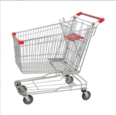 Chariot à provisions pratique et beau chariot à provisions de supermarché à 2 couches chromé pour supermarché