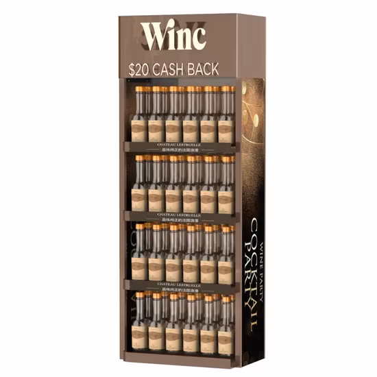 La bouteille de vin façonne le support de présentoir de la publicité d'étagères de plat en métal pour la promotion