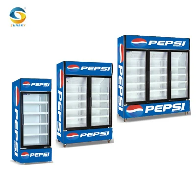 Pepsi Boissons Réfrigérateur Supermarché Affichage Congélateur Vertical Commercial Boisson Congélateur Équipement De Réfrigération